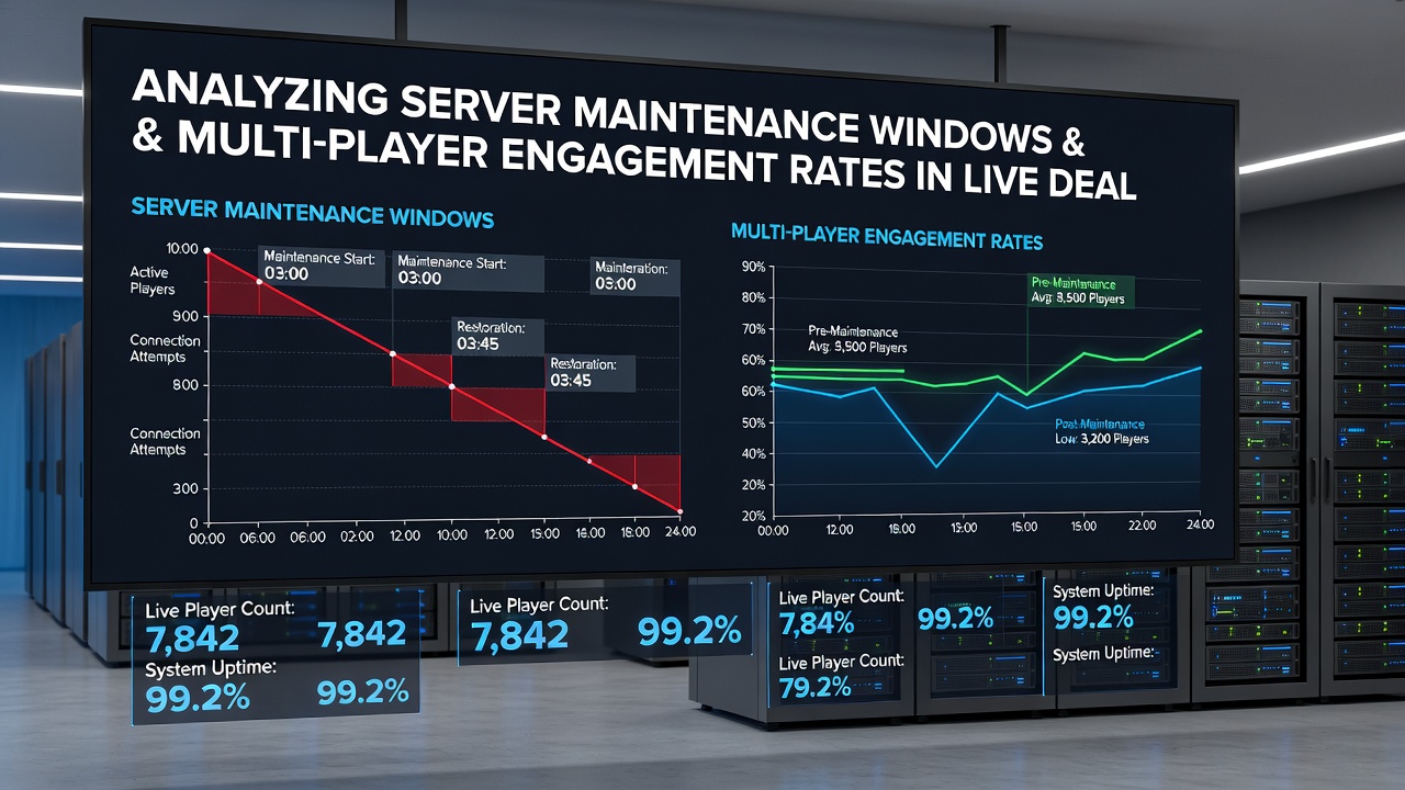 Live poker table occupancy graphs comparing pre-maintenance and post-maintenance engagement levels across multiple time zones