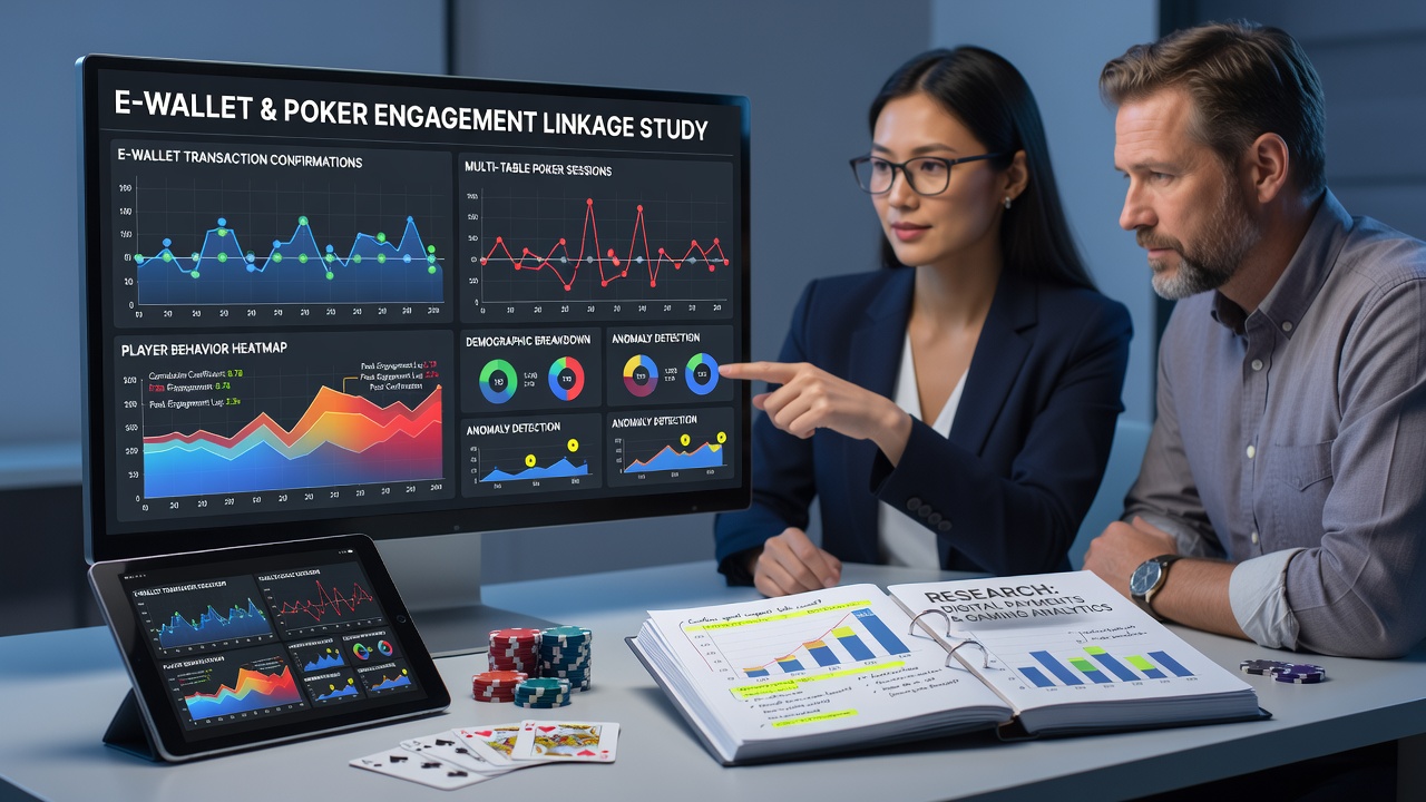 Data visualization showing e-wallet confirmation times plotted against multi-table poker engagement metrics on mobile devices