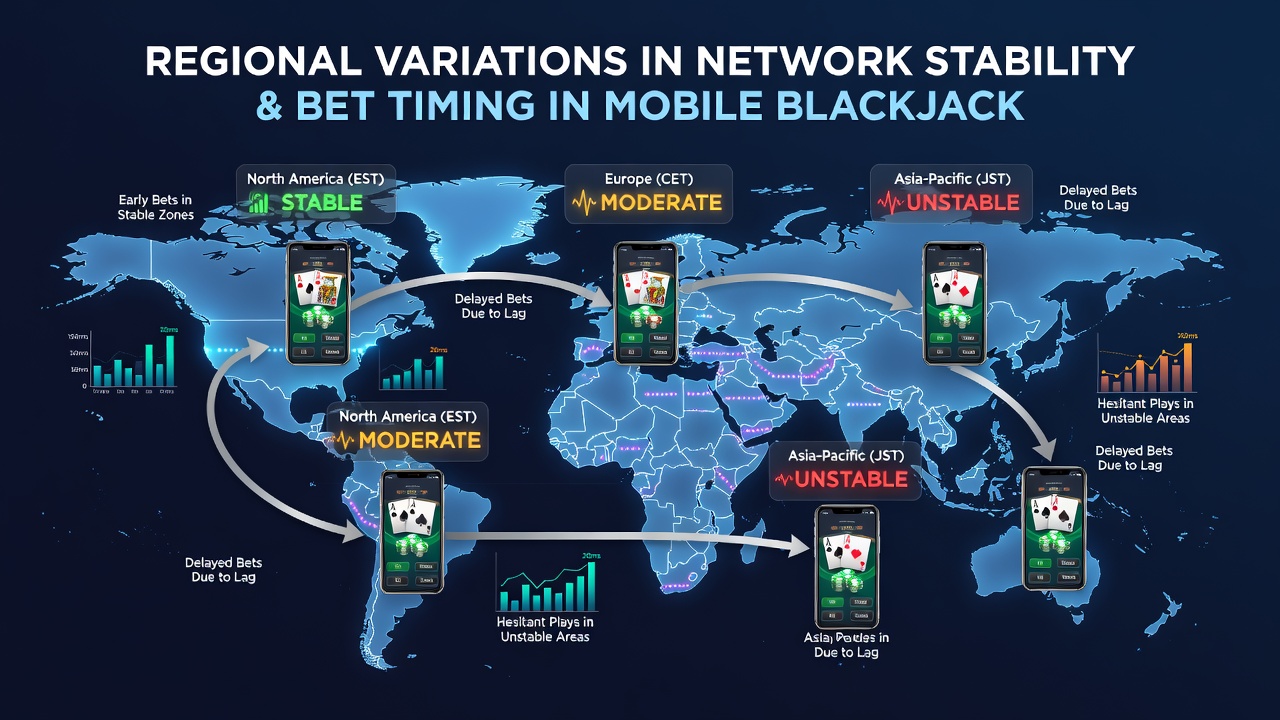 Mobile blackjack player checking network signal during a live dealer session in a busy urban area at dusk