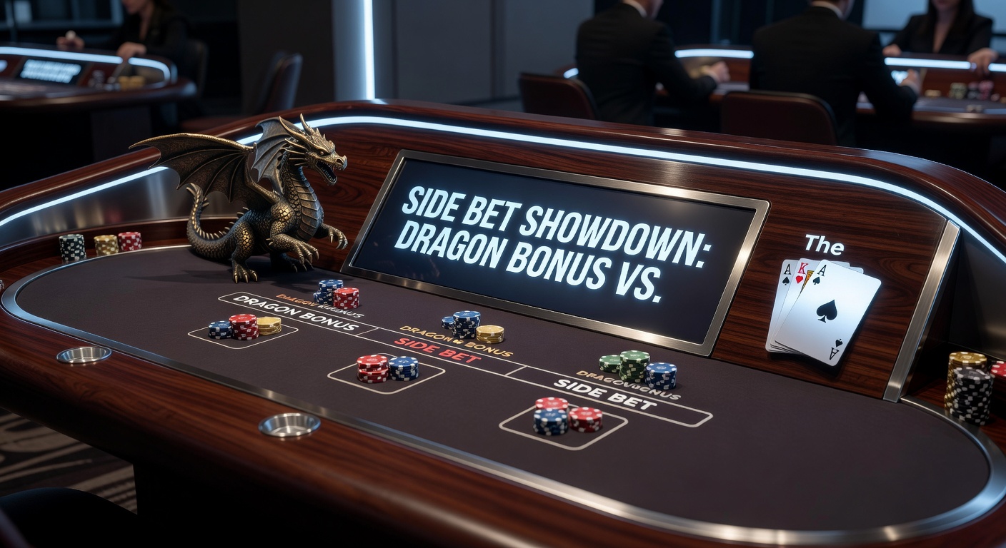 Close-up of a live baccarat shoe revealing a Panda 8 win, with chips stacking on the side bet circle