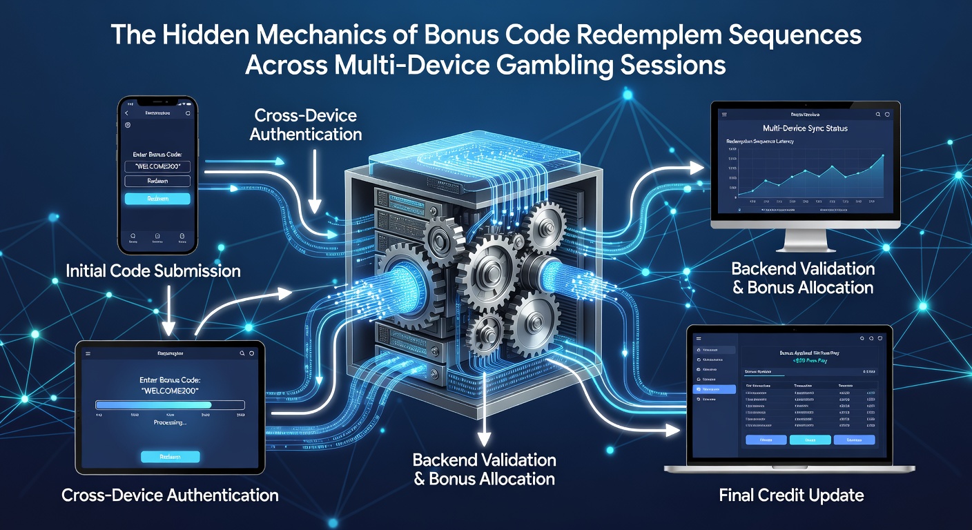 Diagram showing backend validation flow for bonus codes on connected devices